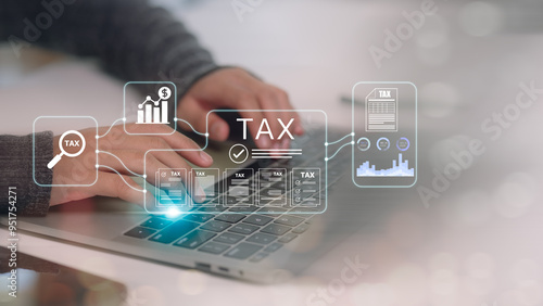 Bild auf Leinwand Tax payment and tax deduction planning involve strategies to minimize tax liability