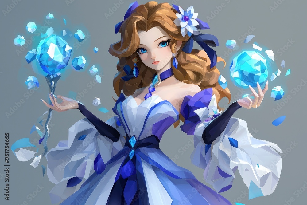 Beautiful Fairytale Princess with Magical Ice Crystals Beautiful Fairytale Princess with Magical Ice Crystals