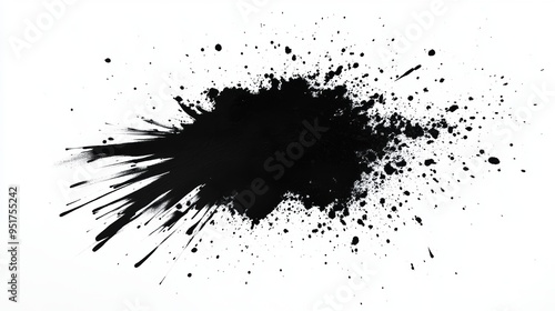 The effect explodes on white with black chalk pieces and dust flying