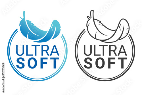 Ultra-soft with feather logo vector design for product label