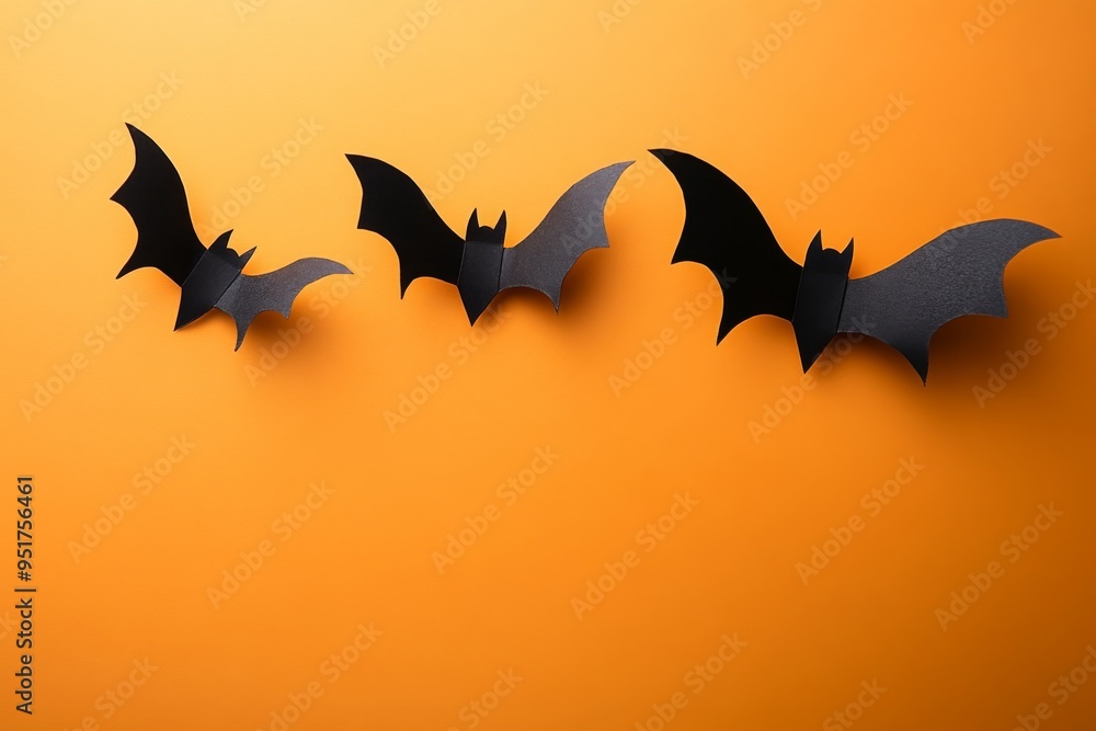 Paper bats flying is a halloween and decoration concept Paper bats flying is a halloween and decoration concept