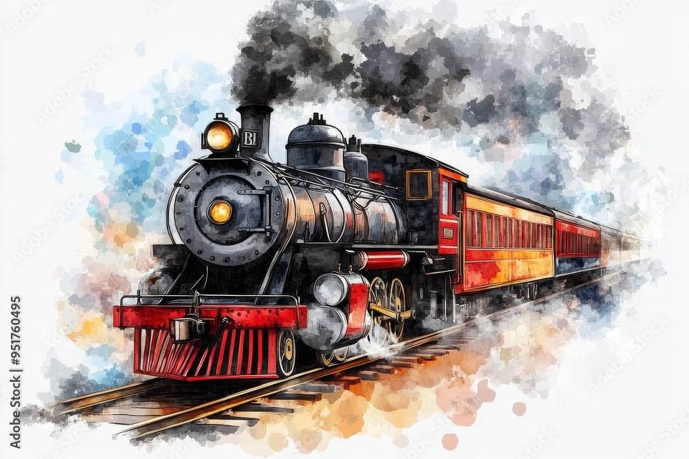 This is a sketch of a steam locomotive that has been hand drawn. Modern illustration design. This is a sketch of a steam locomotive that has been hand drawn. Modern illustration design.