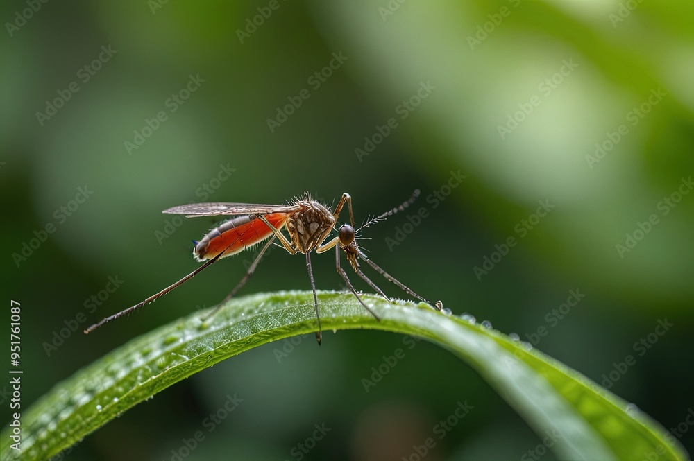 lose up a mosquito hides under green leaf, nature blurred background, macro photos, selective focus, insect Thailand. lose up a mosquito hides under green leaf, nature blurred background, macro photos, selective focus, insect Thailand.