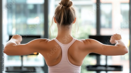 Fitness instructor leading an online class via live streaming