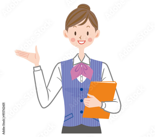 受付　制服　事務員　女性　イラスト
