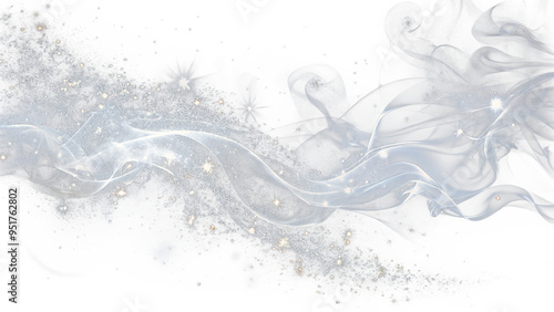 Swirl of Silver-White Smoke with Subtle Sparkles, No Background. Perfect for: Christmas, Worldwide