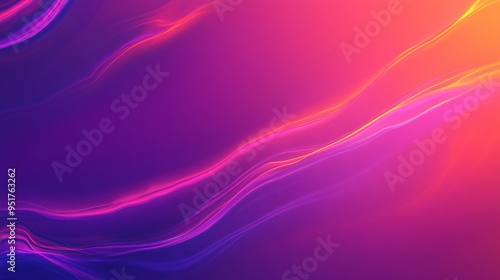 Abstract vibrant waves of pink and orange colors create a dynamic, energetic background.