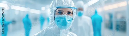 a healthcare worker in protective gear, symbolizing safety and dedication in the medical field.