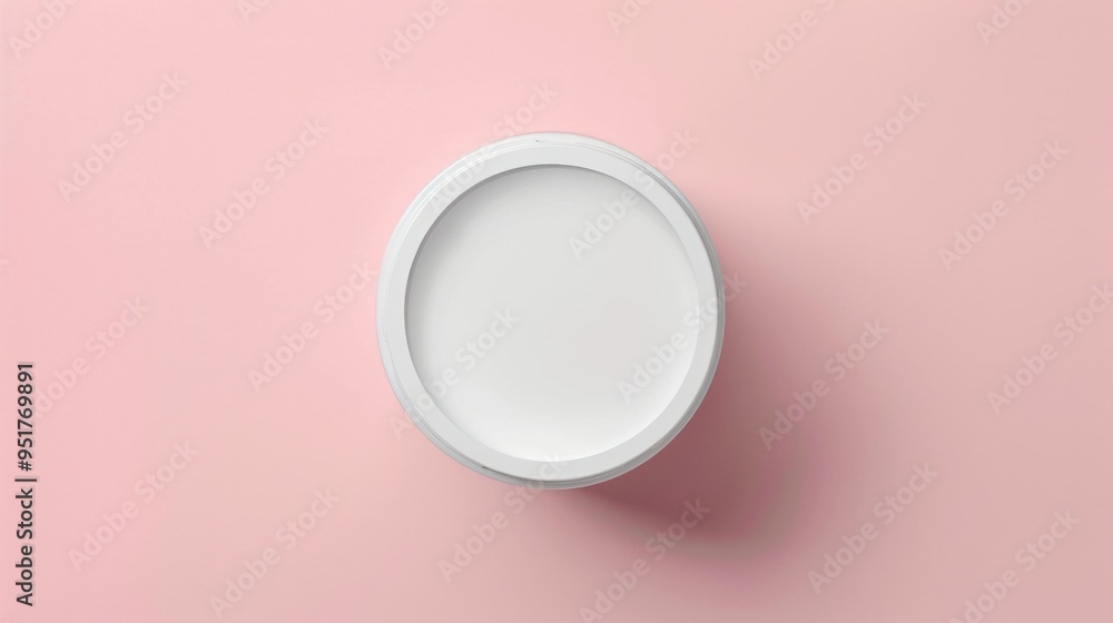 Top view of white blank cylinder for mock up and display products with pastel background Top view of white blank cylinder for mock up and display products with pastel background