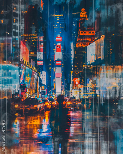 Wallpaper Mural Night City Concept. Urban Landscape with Neon Lights and Vibrant Atmosphere. Generative AI Torontodigital.ca