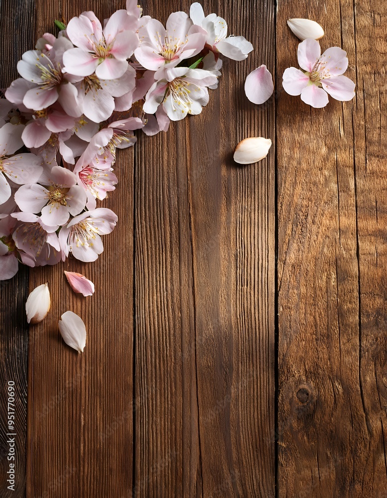 Fototapeta premium cherry blossom on wooden background