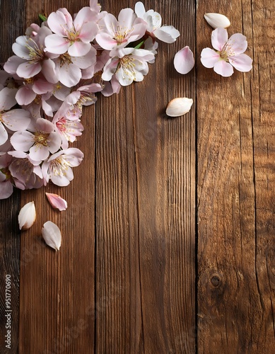 cherry blossom on wooden background