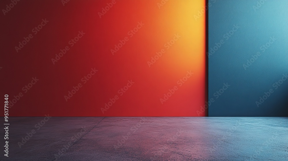 A red and blue wall with a white stripe A red and blue wall with a white stripe