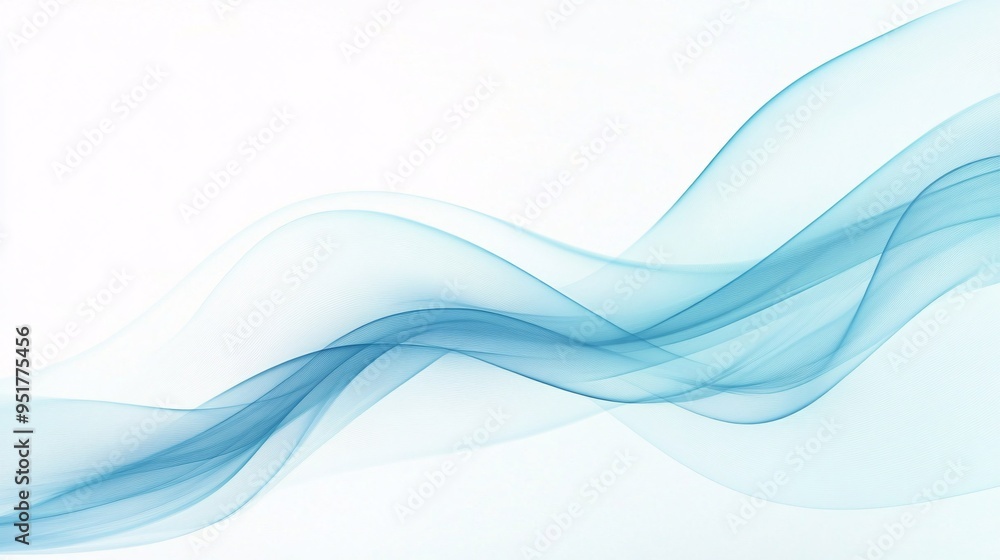 Obraz premium Elegant abstract blue waves flowing gracefully across a light background.