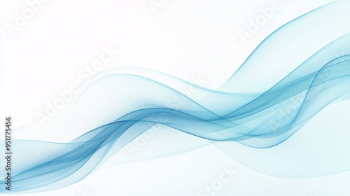 Elegant abstract blue waves flowing gracefully across a light background.