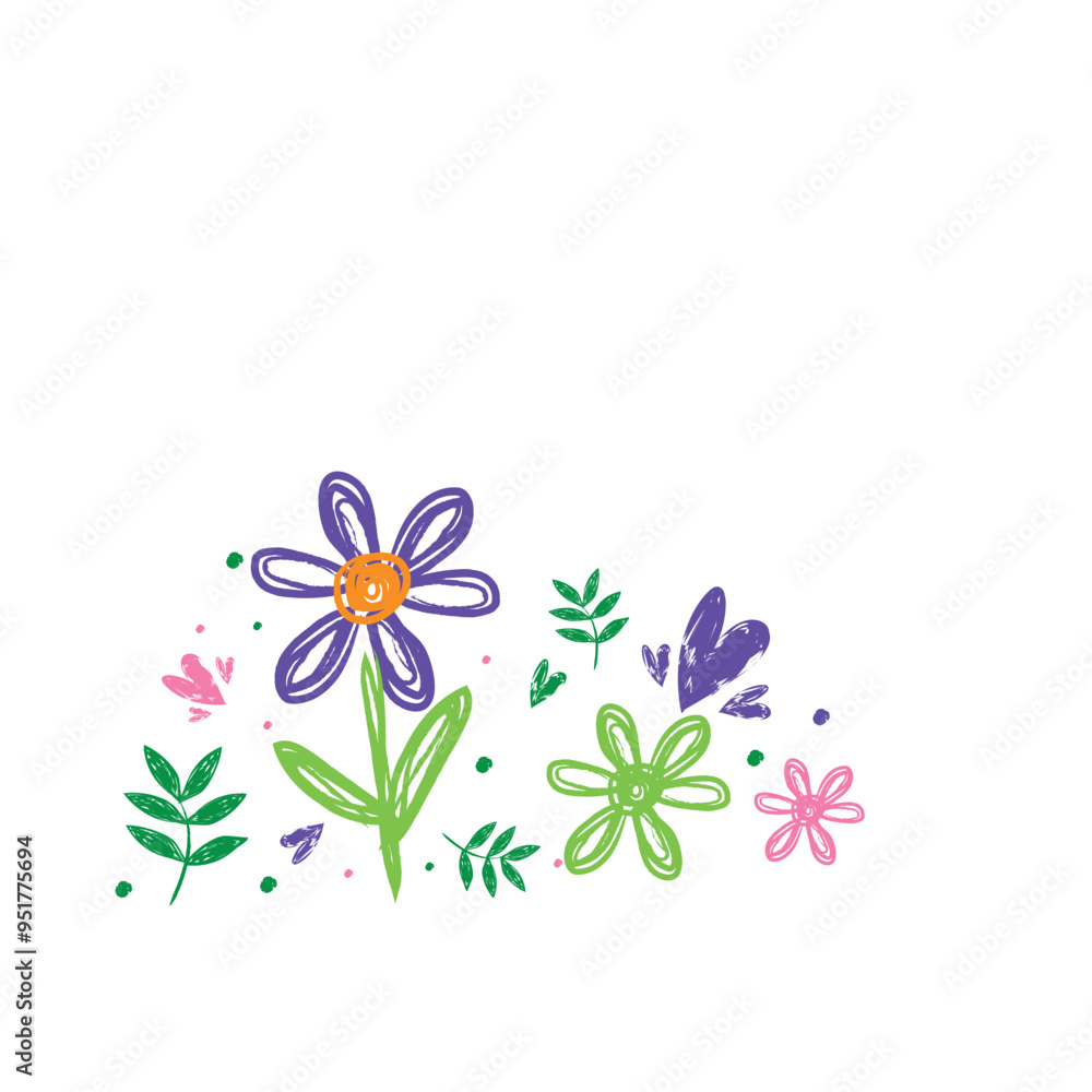 Flower Pattern Children Draw Doodle Flower Pattern Children Draw Doodle