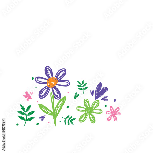Flower Pattern Children Draw Doodle