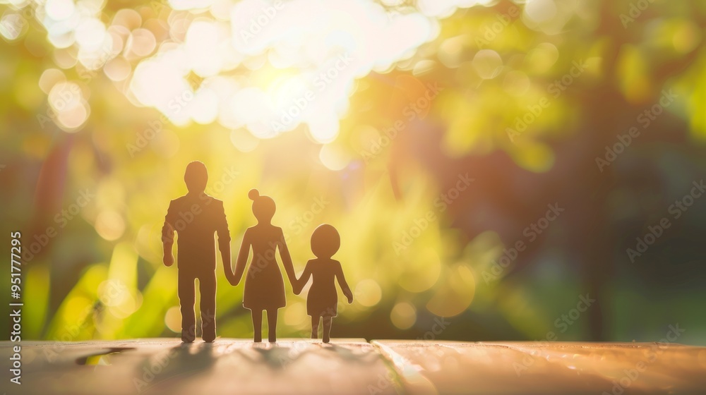 A family of three, a man, a woman and a child, are holding hands A family of three, a man, a woman and a child, are holding hands
