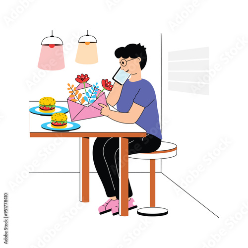 Grab this amazing romantic dinner illustration