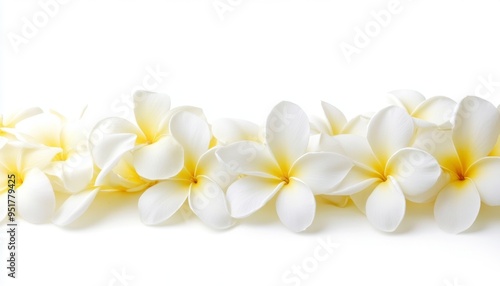 Elegant Floral Abstract: Hawaiian Plumeria Lei in Minimalist Composition. Versatile Botanical Design for Cultural Marketing, UI, and Graphic Projects. Stylish Gradient Texture with Copy Space for Post