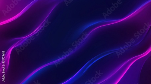 Vibrant abstract waves in shades of blue and purple create a dynamic, fluid background.