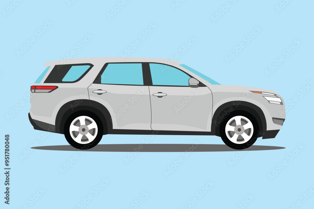 Vector illustration of SUV land vehicle in cartoon flat style. Modern city car, blue sports car vector. Car model with side view. Compact CUV car. Vector illustration of SUV land vehicle in cartoon flat style. Modern city car, blue sports car vector. Car model with side view. Compact CUV car.