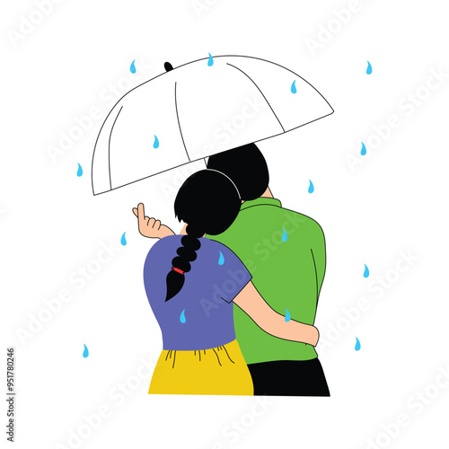 Romantic couple flat illustration in modern style