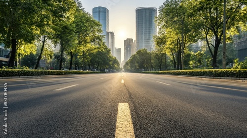 Empty Street in Urban Landscape