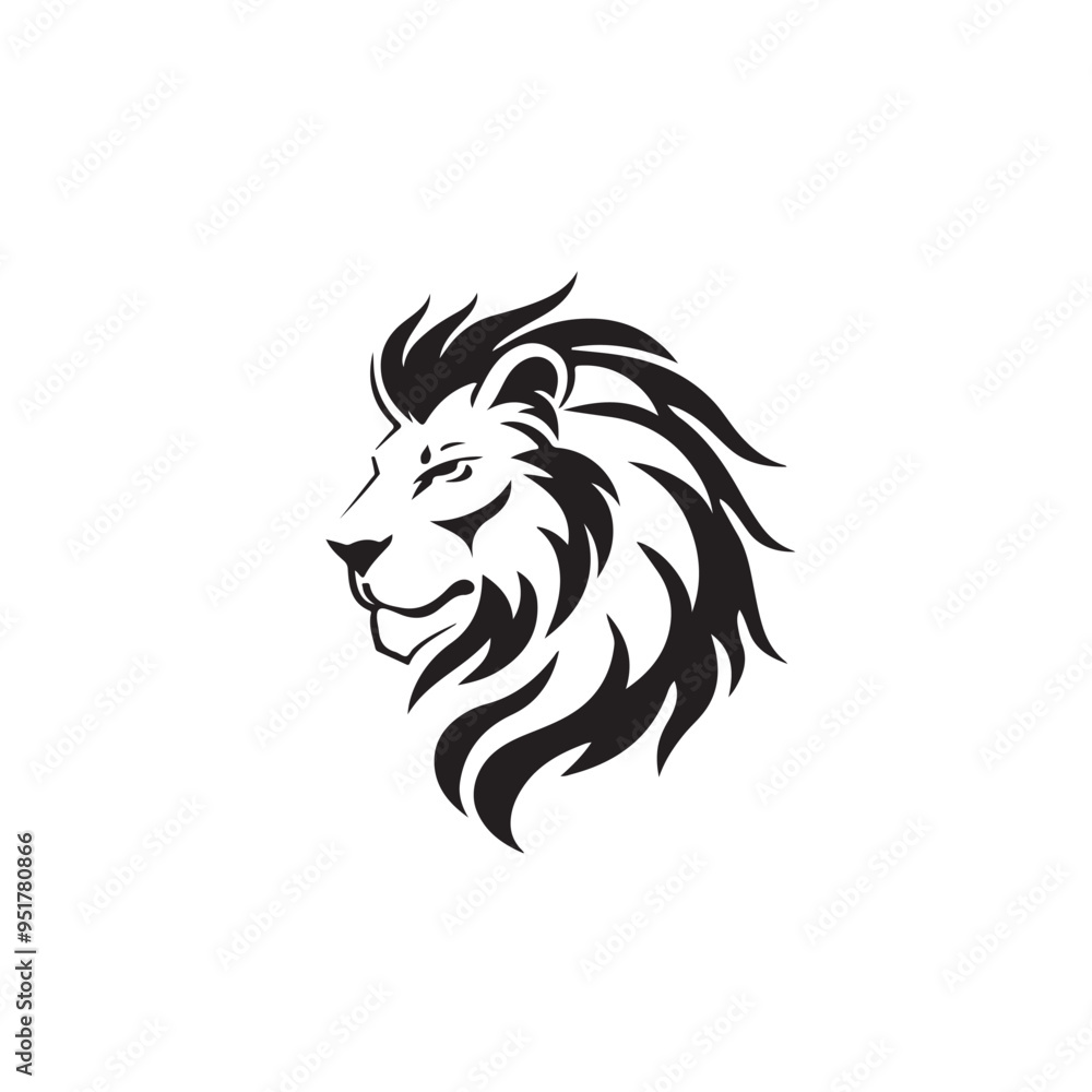 Obraz premium Minimalist Lion Head Vector Logo Inside Circle for Powerful Animal Symbol and Brand Identity