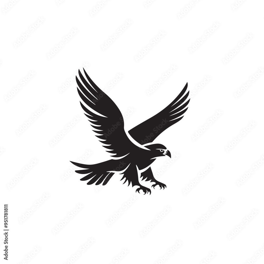Fototapeta premium Simple and Stylish Eagle in Flight Icon Logo with Circle Shape for Premium Use