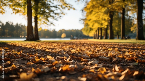 Wallpaper Mural Sunlight passing through autumn trees photo Torontodigital.ca