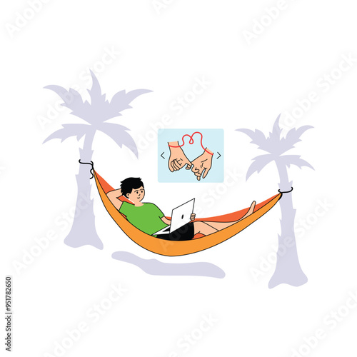 Reflecting on sweet memories flat illustration in modern style