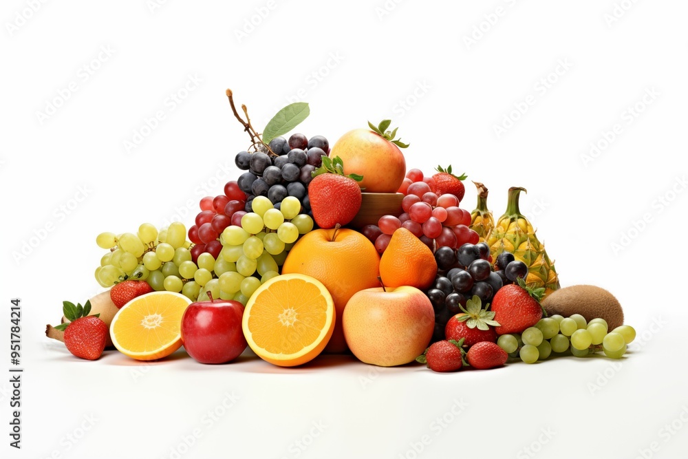 Fruits Pile isolated on white background. Generative ai Fruits Pile isolated on white background. Generative ai