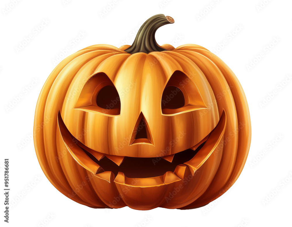 Fototapeta premium Kürbis mit Gesicht, isoliert auf weißem Hintergrund, Freisteller, Transparent 