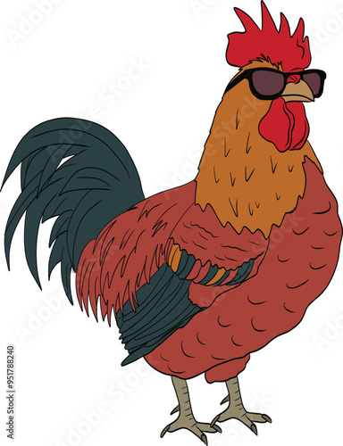 Vector illustrations of chicken rooster with sunglasses