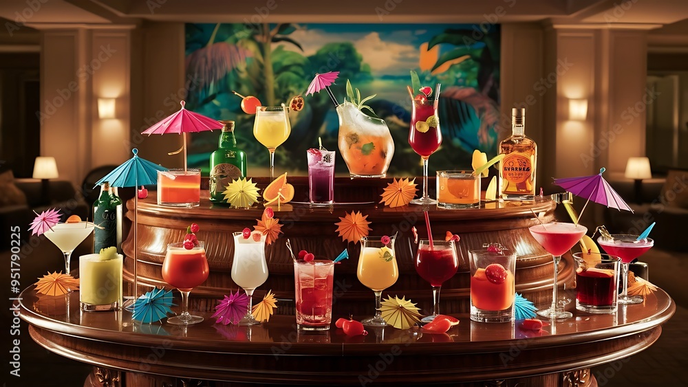 Set of different kind of alcoholic coctails and drinks Set of different kind of alcoholic coctails and drinks