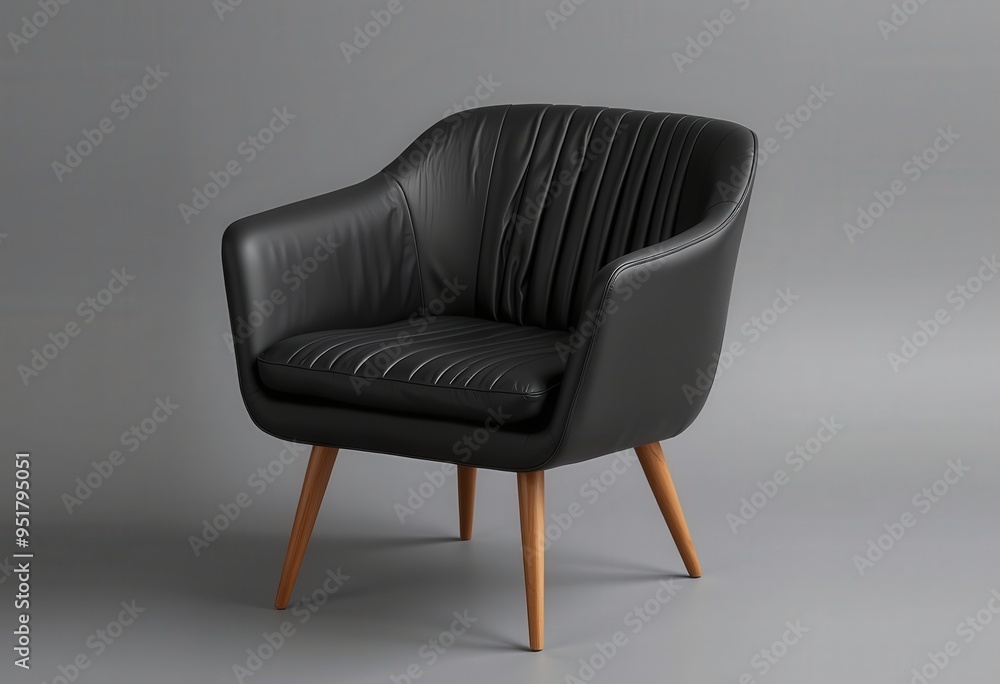 Obraz premium black leather armchair isolated