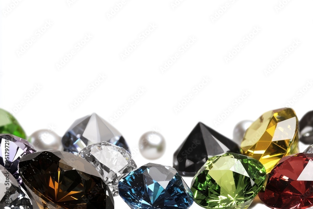 Colorful Gemstones on White Background Colorful Gemstones on White Background