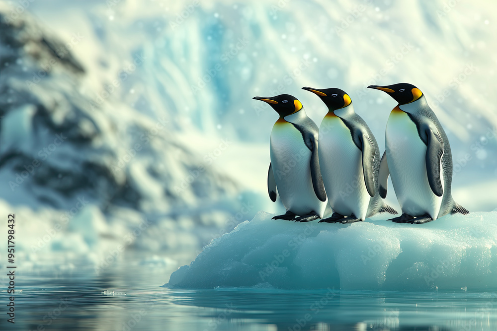 Fototapeta premium A group of penguins on an iceberg