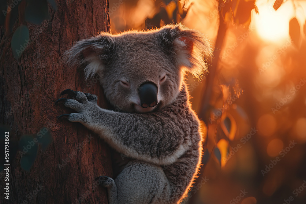 Obraz premium Koala hugging a tree