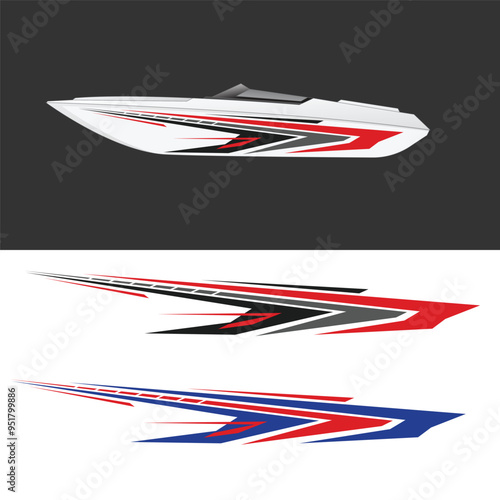 speed boat body wrap sticker design vector