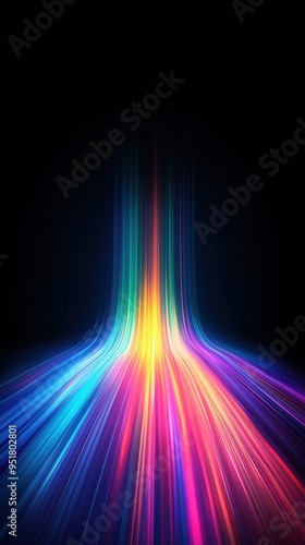 Abstract light speed effect on black background.