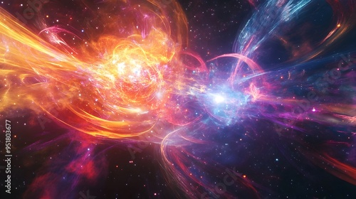 Cosmic Inflation and Quantum Big Bang Theory Conceptual of Early Universe Expansion with Ethereal