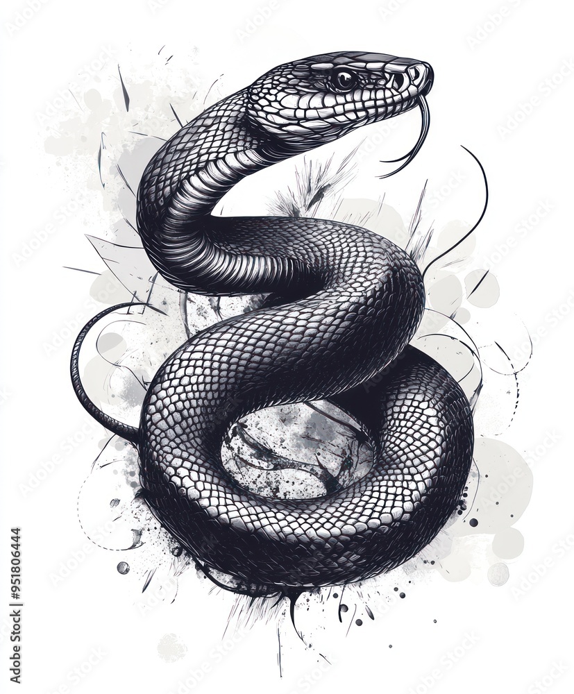 A detailed illustration of a coiled snake with an artistic background. A detailed illustration of a coiled snake with an artistic background.