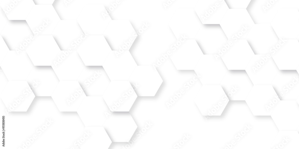 Obraz premium Background with white lines hexagon. Abstract vector polygonal pattern background with hexagon. White hexagon light and shadow abstract background. Futuristic abstract honeycomb technology background.