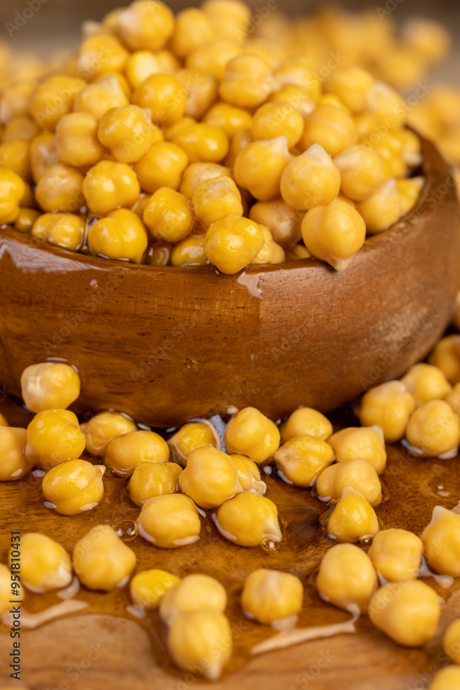 chickpeas porridge with honey during cooking chickpeas porridge with honey during cooking