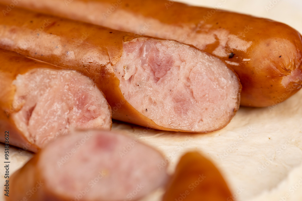 fried pork sausages on a wheat tortilla fried pork sausages on a wheat tortilla