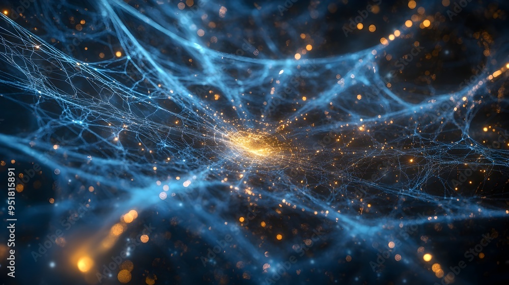 Mesmerizing Cosmic Threads of Glowing Quantum Silk Connecting Distant Stars in Ethereal Expanse Mesmerizing Cosmic Threads of Glowing Quantum Silk Connecting Distant Stars in Ethereal Expanse