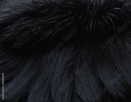 Black Fur Animal Texture Background Wool Creative Concept Design Copy Space Nature Art Banner Flyer Poster Close Up Illustration Modern. Ai generated image