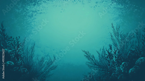 A serene underwater scene showcasing marine flora in soothing blue tones.